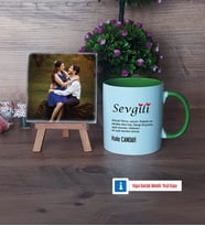 Sevgiliye Hediye Fotoğraflı Dekoratif Taş, Kupa Bardak Beyaz Hediye (Model 14)