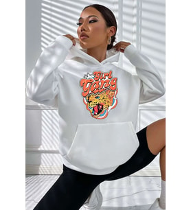 Unisex Gril Gang Baskılı Sweatshirt (A.Beyaz)