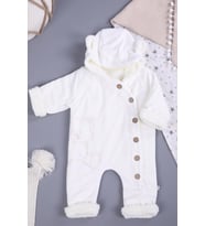 Babyhola Velsoft Astarlı Kışlık Bebek Çocuk Tulum 3200 (Krem)
