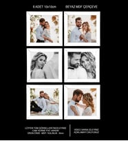 6 Adet 10x10 Çerçeve - Mdf Çerçeve - Mini Kare Fotoğraf Çerçevesi (Beyaz)