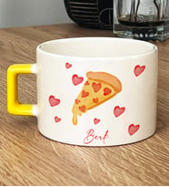 Kişiye Özel Pizza Lover Hediye Lüks Fincan (Sarı)