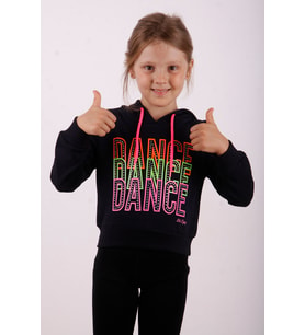 Toontoy Kız Çocuk Dance Baskılı Kapüşonlu Sweatshirt (Lacivert)