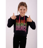 Toontoy Kız Çocuk Dance Baskılı Kapüşonlu Sweatshirt (Lacivert)