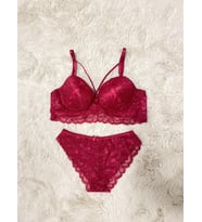 Kadın Dantelli Desteksiz Bralet Sütyen Takım (Fuşya)