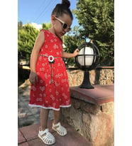 Kız Bebek Kız Çocuk Yazlık Elbise Kısa Kollu Bebek Takım Çocuk Bebek Giyim (Kırmızı)