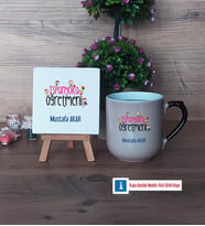 İspanyolca Öğretmeni Dekoratif Taş, Kupa Bardak Kırmızı Hediye (Model 9)