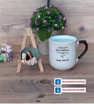 Yılbaşı Hediyesi Kupa Bardak Beyaz ve Fotoğraflı Ahşap Anahtarlık Hediye (Model 10)