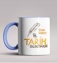 Kişiye Özel Tarih Öğretmeni Tasarımlı Siyah Renk Kupa Bardak 4 (Mavi)