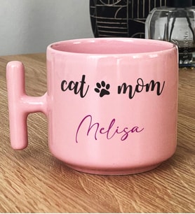 Kişiye Özel Cat Mom Hediye Pastel T Kupa Kedi Annesi -2- (Pembe)