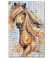 Cakapuzzle Retro Kahve Rengi At Tarz Görsel Puzzle Yapboz MDF (Ahşap) (500 Parça)