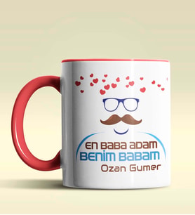 Kişiye Özel En Baba Adam Benim Babam Tasarım Siyah Kupa Bardak (Kırmızı)