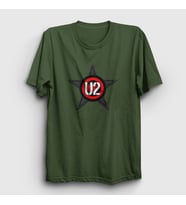 Presmono Unisex Sarı Star U2 T-Shirt 121120tt (Haki)