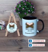 Kuran Kursu Hocası Kupa Bardak Kırmızı ve Ahşap Anahtarlık Hediye (Model 10)