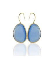 Kadir Jewellery 22 Ayar Altın Kaplama Fosil Taşlı Küpe -El İşçiliği Ve Hipoalerjenik Küpe (Gece Mavisi)