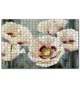 Cakapuzzle Kırmızı Beyaz Kasımpatı Çiçekleri Puzzle Yapboz MDF (Ahşap) (255 Parça)