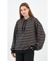 Çizgili Kapüşonlu Sweatshirt (UNX-00242-WN) (Kahverengi)