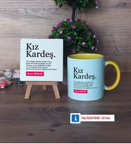 Kız Kardeş Dekoratif Taş, Kupa Bardak Kırmızı Hediye (Model 6)