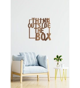 UNT "think outside the box" Duvar Dekoru - Süsü, Ahşap Dekoratif Tablo (Ceviz Rengi)