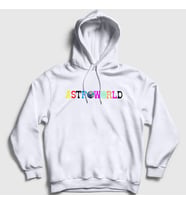 Presmono Unisex Gri Astroworld Travis Scott Kapüşonlu Sweatshirt 45201tt (Beyaz)