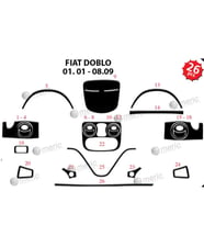 Meriç® Fiat Doblo Ön Torpido Kaplama Maun 26 Parça 2001-2009 (Piano Black)
