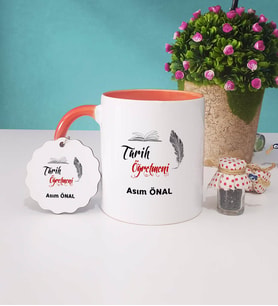 Tarih Öğretmeni Kupa Bardak ve Anahtarlık (Turuncu)