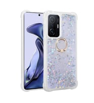 Xiaomi Mi 11T Pro 5G Kılıf Zore Milce Simli Pullu Yüzüklü Kılıf (Gümüş)