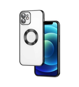 Uyumlu Model Apple iPhone 11 Kılıf Kamera Korumalı Logo Gösteren Şeffaf Kapak (Siyah)