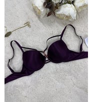 Le Jardin Monica Göğsü Şeritli Mikro Push-up Arkası İp Detaylı Sütyen - 7008 (Mürdüm)