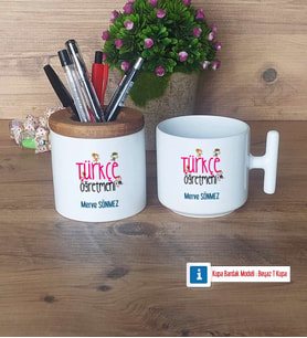 Türkçe Öğretmeni Kalemlik, Kupa Bardak T Kişiye Özel Hediye (Model 1)