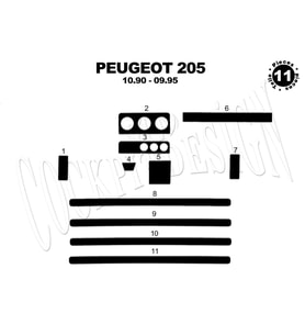 Meriç® Peugeot 205 Ön Torpido Kaplama Maun 11 Parça 1990-1995 (Piano Black)