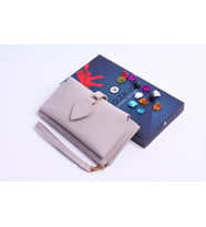 ÖZKA LEATHER - Kişiye Özel Telefon Bölmeli Trend Kadın Cüzdan (Gri)