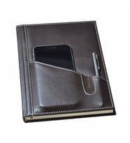Deri Defter Günlük Journal Ajanda Tarihsiz Çizgili Telefon Kılıflı 160 Yaprak Vegan 17x24 cm (KAHVE)