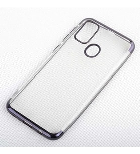Galaxy M21 Kılıf Zore Dört Köşeli Lazer Silikon Kılıf (Siyah)