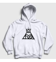 Presmono Unisex Gri Logo Fall Out Boy Kapüşonlu Sweatshirt 62522tt (Beyaz)