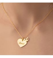 Kişiye Özel 925 Ayar Gümüş Kalp İsim Sallantılı Harf Kolye (Gold)