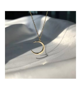 925 K Gümüş AY Kolye (Gold)
