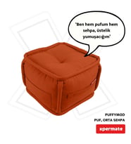 XPERMATE PuffyMod Dekoratif Kare Puf Orta Sehpa Ayak Uzatma Puf 40x40 cm (Kiremit)