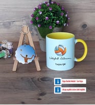 Voleybol Antrenörü Kupa Bardak Beyaz ve Fotoğraflı Ahşap Anahtarlık Hediye (Model 7)