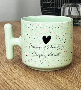 Kişiye Özel Sonsuza Kadar Biz Hediye Pastel T Kupa Sevgiliye Hediye (Yeşil)