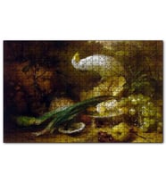 Cakapuzzle Beyaz Papağan ve Taze Meyveler   Puzzle Yapboz MDF (Ahşap) (255 Parça)