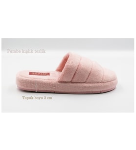 Kadın Yumuşak Terlik Kışlık Termal Yüksek Tabanlı Kadın Ev Terliği (Pembe)