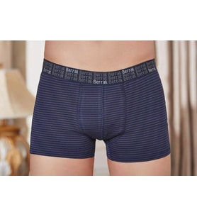 Berrak 4475 Erkek Ringel Çizgili Likralı Pamuk Boxer - 2 Adet (Lacivert)