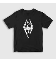 Presmono Unisex Çocuk Beyaz Skyrim Oyun The Elder Scrolls V T-Shirt 432618tt (Siyah)