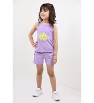 Toontoy Kız Bebek Baskılı Şortlu Takım (Lila)