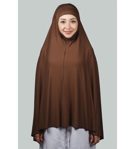 Hazır Türban Peçeli Pratik Eşarp Tesettür Nikaplı Hijab - Namaz Örtüsü Sufle (5XL) (Çikolata)