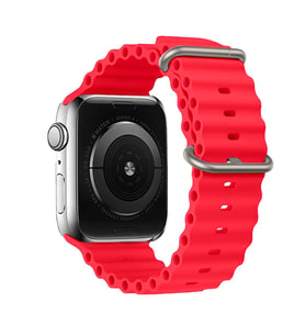 Ally Apple Watch 7-8 45mm 6-5-4 44mm Marine Silikon Kayış Kordon 3-2-1 42mm (Kırmızı)