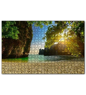 Cakapuzzle Saklı Sahilde Günbatımı Puzzle Yapboz MDF (Ahşap) (500 Parça)