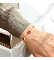 VAN CLEEF YONCA ŞANS BİLEKLİK  925 Ayar Gümüş Bileklik (Kırmızı)