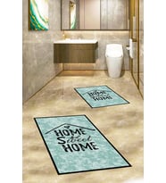 EVDEYA Baskılı Yıkanabilir Home Sweet Yazılı İkili Banyo Halısı Paspas Klozet Takımı, KLOZET-14-GRİ, (Yeşil)