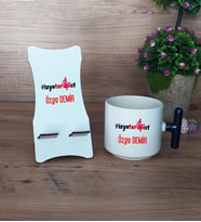 Fizyoterapist Hediye Sepeti Kupa Bardak T Kulplu ve Ahşap Telefon Standı Tıp Bayramı Hediyesi (Model 2)